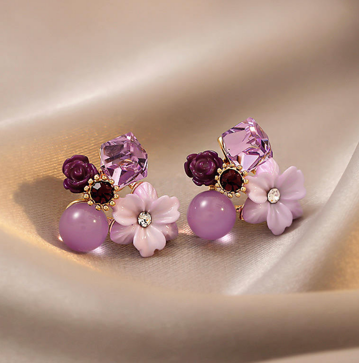 Amethyst Glow™ Purple Opal Crystal Earrings