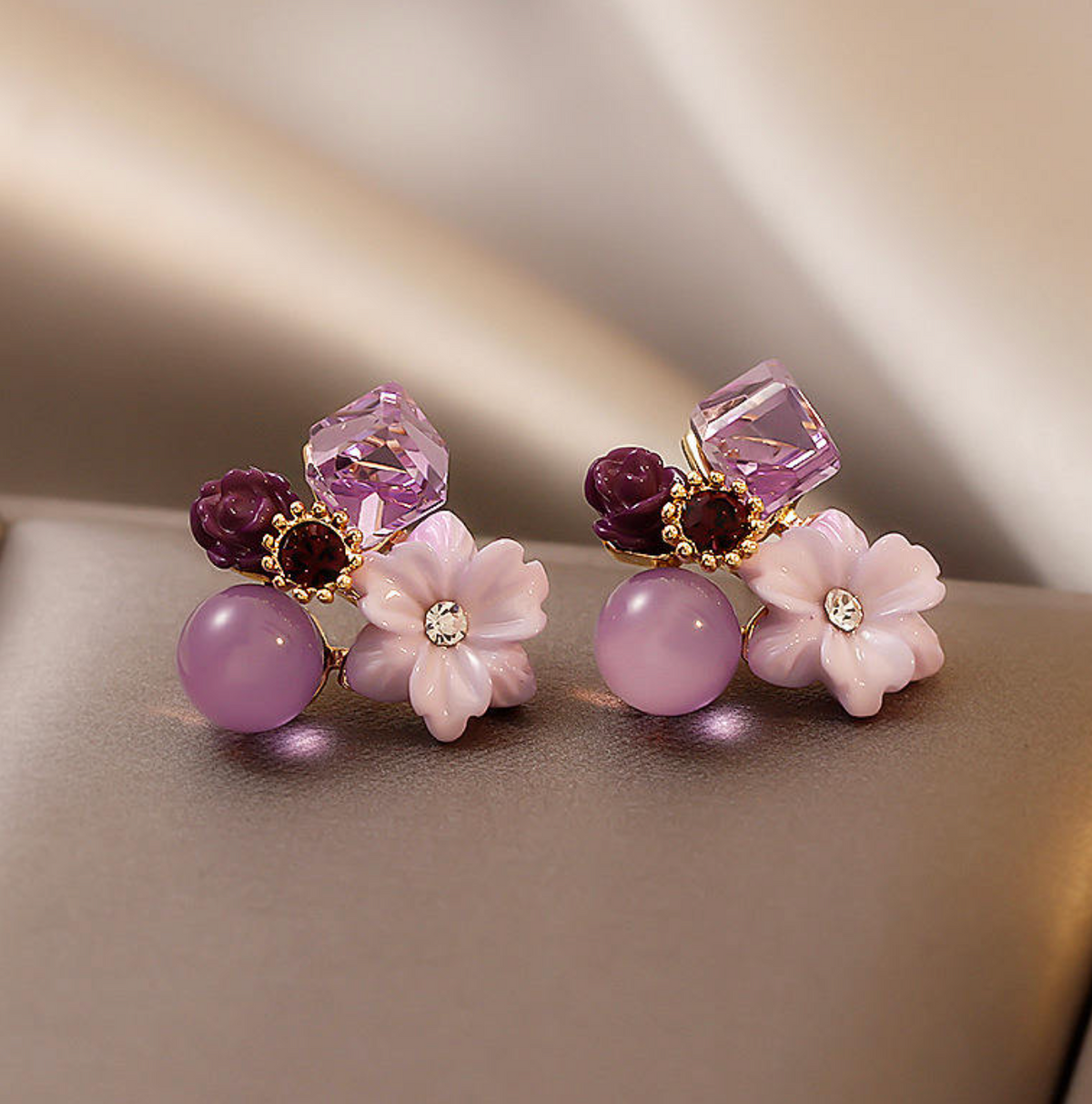 Amethyst Glow™ Purple Opal Crystal Earrings